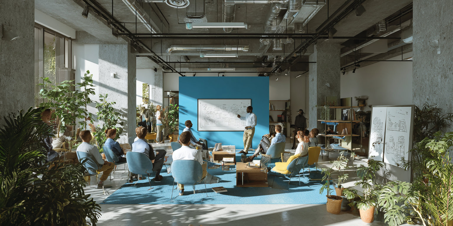 Training running a session with a large group of trainees